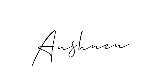 Also You can easily find your signature by using the search form. We will create Anshnen name handwritten signature images for you free of cost using Allison_Script sign style. Anshnen signature style 2 images and pictures png