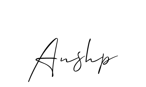 The best way (Allison_Script) to make a short signature is to pick only two or three words in your name. The name Anshp include a total of six letters. For converting this name. Anshp signature style 2 images and pictures png
