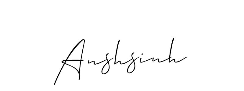 Create a beautiful signature design for name Anshsinh. With this signature (Allison_Script) fonts, you can make a handwritten signature for free. Anshsinh signature style 2 images and pictures png