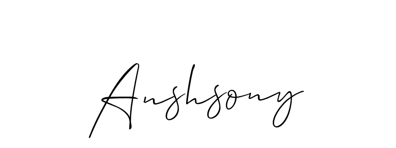 Also we have Anshsony name is the best signature style. Create professional handwritten signature collection using Allison_Script autograph style. Anshsony signature style 2 images and pictures png