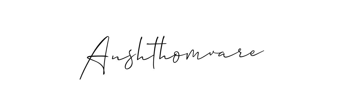 Use a signature maker to create a handwritten signature online. With this signature software, you can design (Allison_Script) your own signature for name Anshthomvare. Anshthomvare signature style 2 images and pictures png