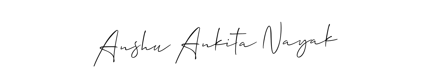 The best way (Allison_Script) to make a short signature is to pick only two or three words in your name. The name Anshu Ankita Nayak include a total of six letters. For converting this name. Anshu Ankita Nayak signature style 2 images and pictures png