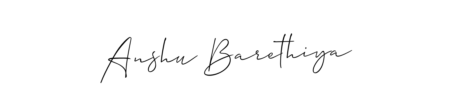 Use a signature maker to create a handwritten signature online. With this signature software, you can design (Allison_Script) your own signature for name Anshu Barethiya. Anshu Barethiya signature style 2 images and pictures png