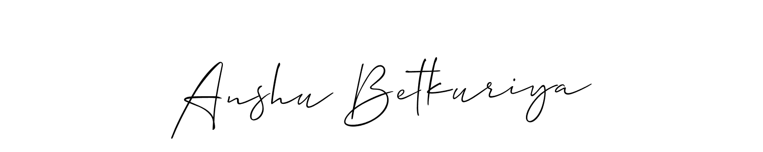 It looks lik you need a new signature style for name Anshu Betkuriya. Design unique handwritten (Allison_Script) signature with our free signature maker in just a few clicks. Anshu Betkuriya signature style 2 images and pictures png