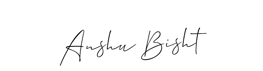 Allison_Script is a professional signature style that is perfect for those who want to add a touch of class to their signature. It is also a great choice for those who want to make their signature more unique. Get Anshu Bisht name to fancy signature for free. Anshu Bisht signature style 2 images and pictures png