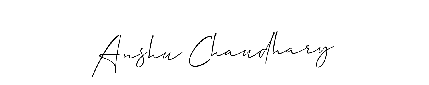 The best way (Allison_Script) to make a short signature is to pick only two or three words in your name. The name Anshu Chaudhary include a total of six letters. For converting this name. Anshu Chaudhary signature style 2 images and pictures png
