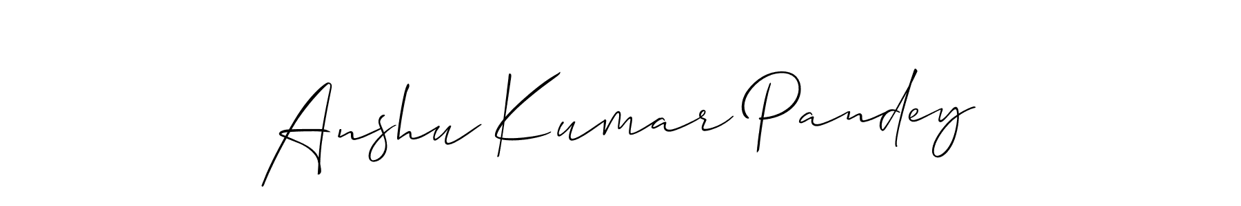 How to make Anshu Kumar Pandey name signature. Use Allison_Script style for creating short signs online. This is the latest handwritten sign. Anshu Kumar Pandey signature style 2 images and pictures png