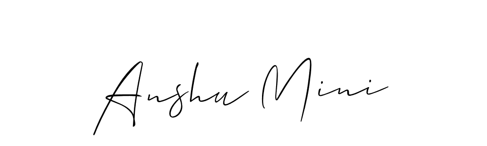 Make a beautiful signature design for name Anshu Mini. With this signature (Allison_Script) style, you can create a handwritten signature for free. Anshu Mini signature style 2 images and pictures png
