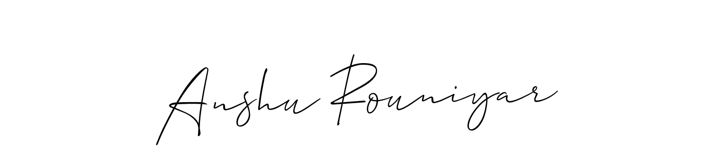 Design your own signature with our free online signature maker. With this signature software, you can create a handwritten (Allison_Script) signature for name Anshu Rouniyar. Anshu Rouniyar signature style 2 images and pictures png