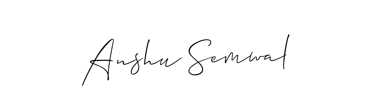 It looks lik you need a new signature style for name Anshu Semwal. Design unique handwritten (Allison_Script) signature with our free signature maker in just a few clicks. Anshu Semwal signature style 2 images and pictures png