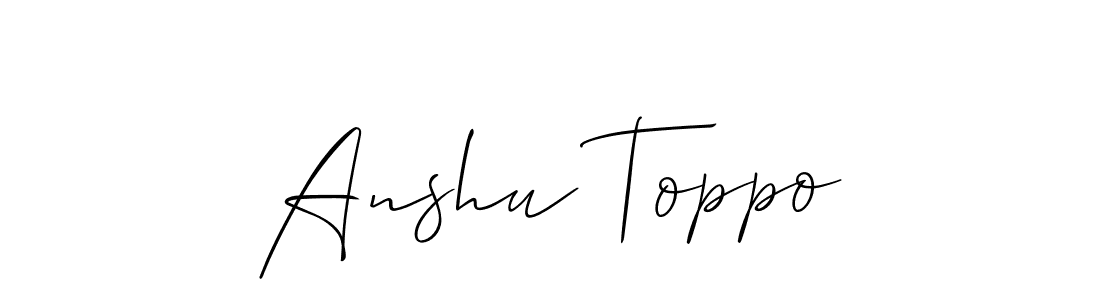 Similarly Allison_Script is the best handwritten signature design. Signature creator online .You can use it as an online autograph creator for name Anshu Toppo. Anshu Toppo signature style 2 images and pictures png