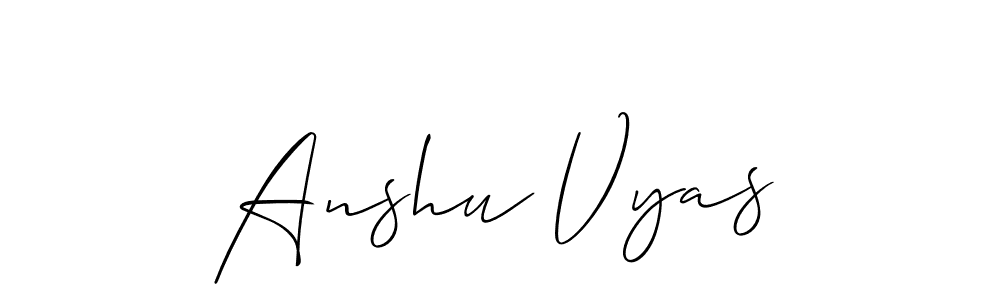 Also You can easily find your signature by using the search form. We will create Anshu Vyas name handwritten signature images for you free of cost using Allison_Script sign style. Anshu Vyas signature style 2 images and pictures png