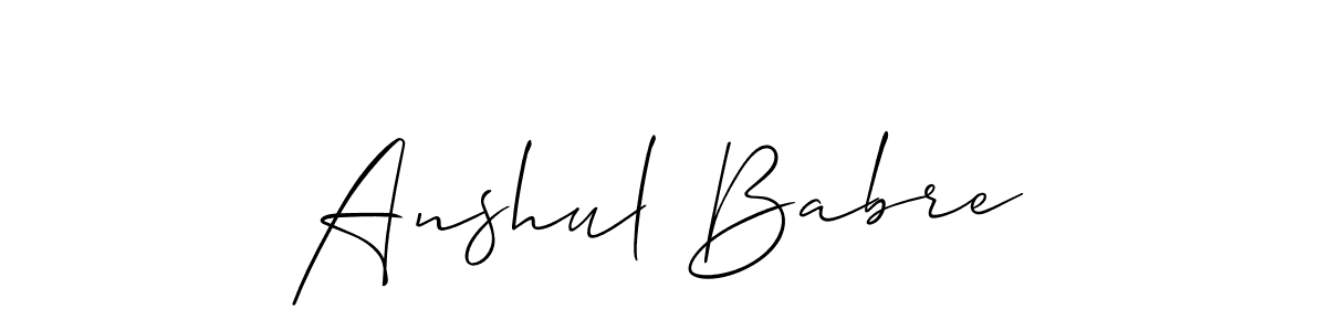 The best way (Allison_Script) to make a short signature is to pick only two or three words in your name. The name Anshul Babre include a total of six letters. For converting this name. Anshul Babre signature style 2 images and pictures png