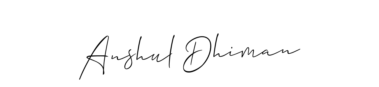 How to Draw Anshul Dhiman signature style? Allison_Script is a latest design signature styles for name Anshul Dhiman. Anshul Dhiman signature style 2 images and pictures png