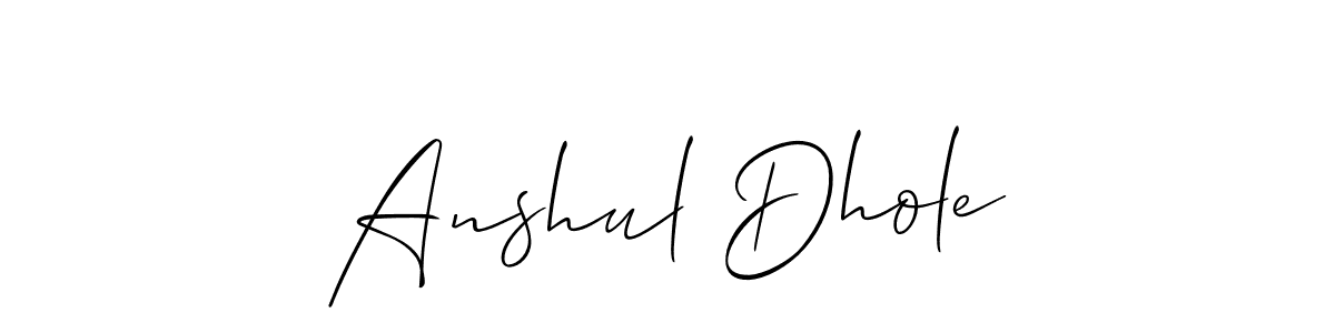 Use a signature maker to create a handwritten signature online. With this signature software, you can design (Allison_Script) your own signature for name Anshul Dhole. Anshul Dhole signature style 2 images and pictures png