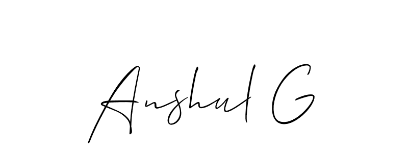 Make a short Anshul G signature style. Manage your documents anywhere anytime using Allison_Script. Create and add eSignatures, submit forms, share and send files easily. Anshul G signature style 2 images and pictures png