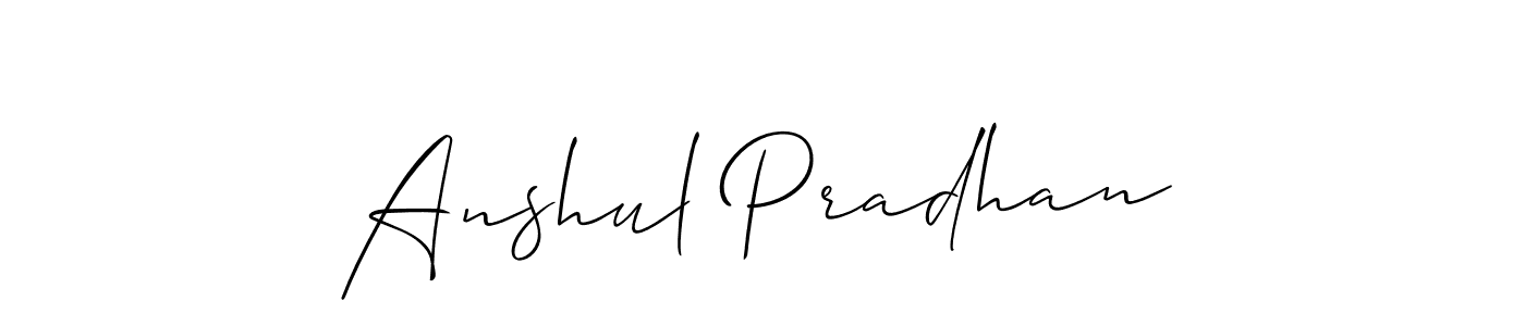 Allison_Script is a professional signature style that is perfect for those who want to add a touch of class to their signature. It is also a great choice for those who want to make their signature more unique. Get Anshul Pradhan name to fancy signature for free. Anshul Pradhan signature style 2 images and pictures png