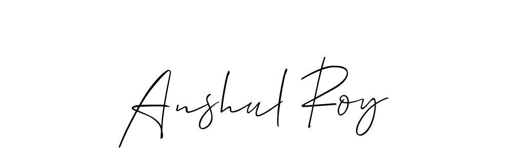 The best way (Allison_Script) to make a short signature is to pick only two or three words in your name. The name Anshul Roy include a total of six letters. For converting this name. Anshul Roy signature style 2 images and pictures png