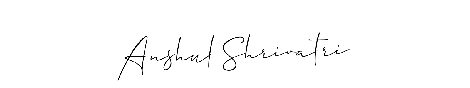 The best way (Allison_Script) to make a short signature is to pick only two or three words in your name. The name Anshul Shrivatri include a total of six letters. For converting this name. Anshul Shrivatri signature style 2 images and pictures png