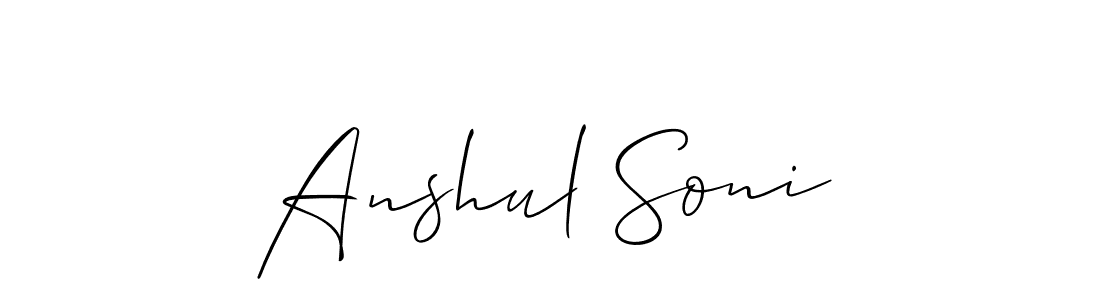 How to make Anshul Soni name signature. Use Allison_Script style for creating short signs online. This is the latest handwritten sign. Anshul Soni signature style 2 images and pictures png