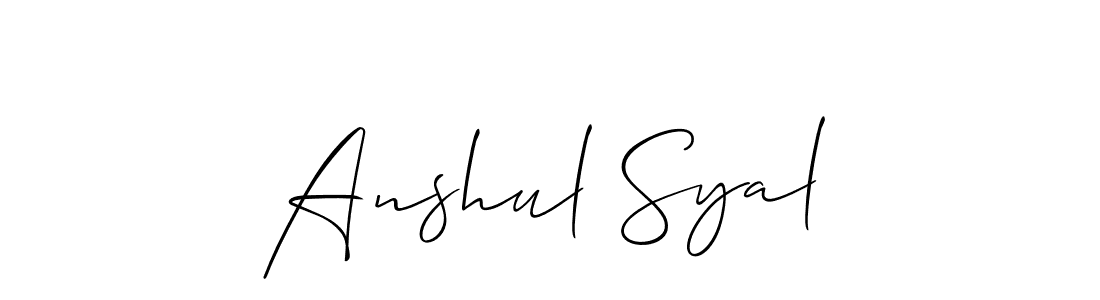 Use a signature maker to create a handwritten signature online. With this signature software, you can design (Allison_Script) your own signature for name Anshul Syal. Anshul Syal signature style 2 images and pictures png