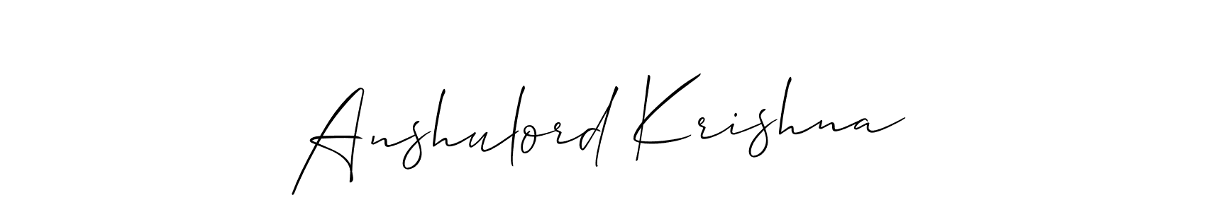 Use a signature maker to create a handwritten signature online. With this signature software, you can design (Allison_Script) your own signature for name Anshulord Krishna. Anshulord Krishna signature style 2 images and pictures png