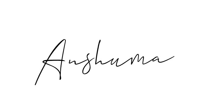 Use a signature maker to create a handwritten signature online. With this signature software, you can design (Allison_Script) your own signature for name Anshuma. Anshuma signature style 2 images and pictures png