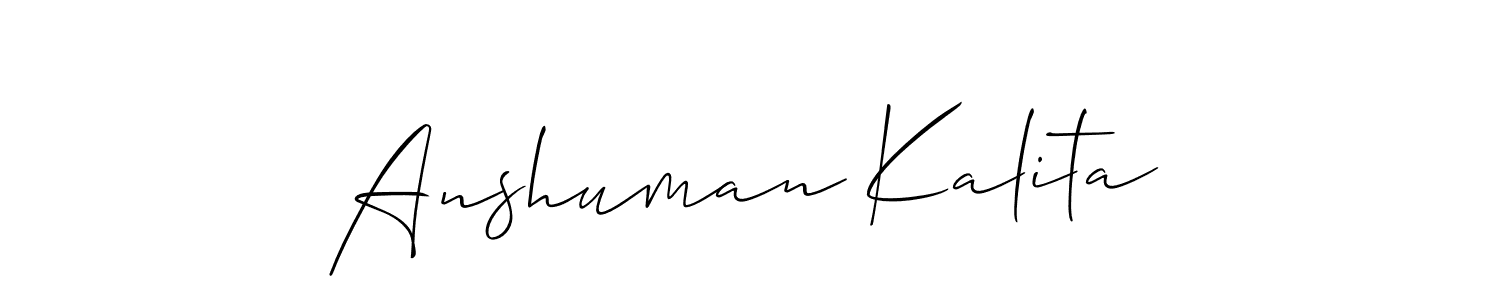 Use a signature maker to create a handwritten signature online. With this signature software, you can design (Allison_Script) your own signature for name Anshuman Kalita. Anshuman Kalita signature style 2 images and pictures png