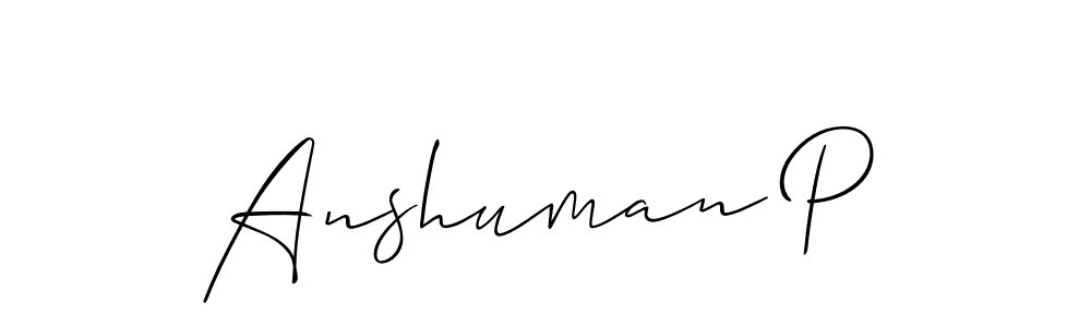 Design your own signature with our free online signature maker. With this signature software, you can create a handwritten (Allison_Script) signature for name Anshuman P. Anshuman P signature style 2 images and pictures png