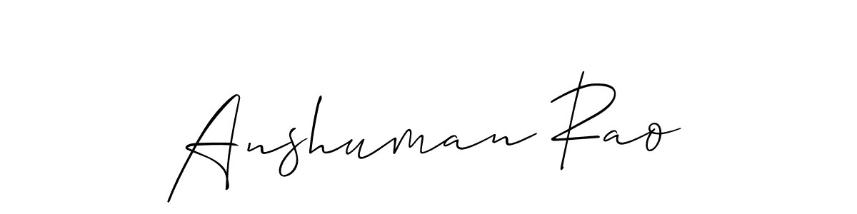 This is the best signature style for the Anshuman Rao name. Also you like these signature font (Allison_Script). Mix name signature. Anshuman Rao signature style 2 images and pictures png