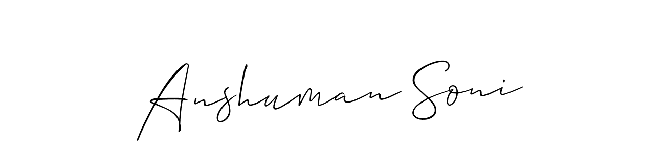 Create a beautiful signature design for name Anshuman Soni. With this signature (Allison_Script) fonts, you can make a handwritten signature for free. Anshuman Soni signature style 2 images and pictures png