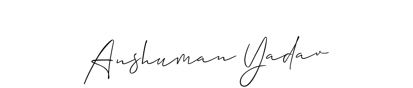 The best way (Allison_Script) to make a short signature is to pick only two or three words in your name. The name Anshuman Yadav include a total of six letters. For converting this name. Anshuman Yadav signature style 2 images and pictures png