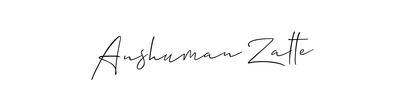 The best way (Allison_Script) to make a short signature is to pick only two or three words in your name. The name Anshuman Zalte include a total of six letters. For converting this name. Anshuman Zalte signature style 2 images and pictures png