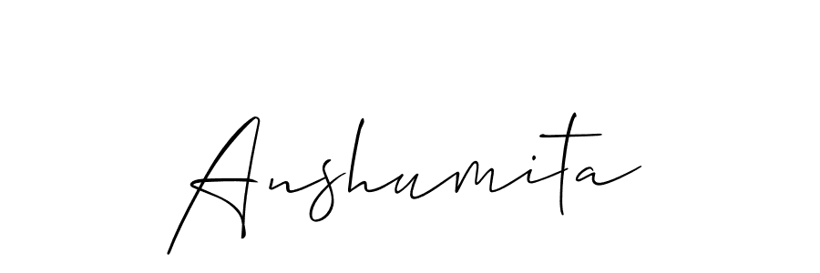 Make a beautiful signature design for name Anshumita. With this signature (Allison_Script) style, you can create a handwritten signature for free. Anshumita signature style 2 images and pictures png
