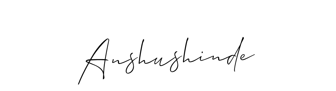 Make a short Anshushinde signature style. Manage your documents anywhere anytime using Allison_Script. Create and add eSignatures, submit forms, share and send files easily. Anshushinde signature style 2 images and pictures png