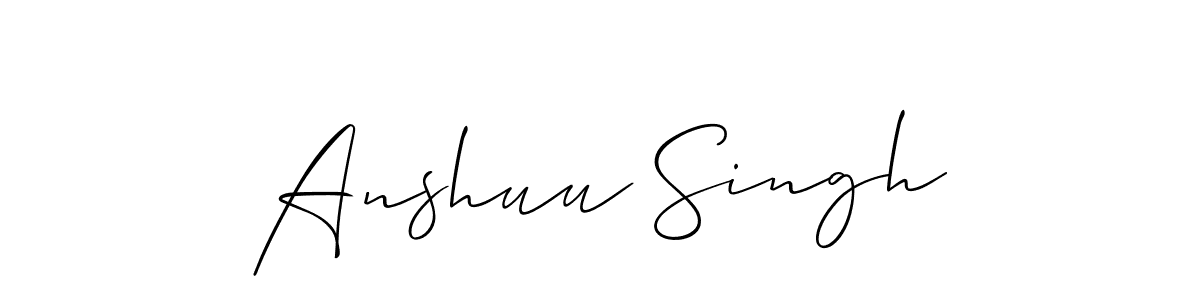 How to make Anshuu Singh name signature. Use Allison_Script style for creating short signs online. This is the latest handwritten sign. Anshuu Singh signature style 2 images and pictures png