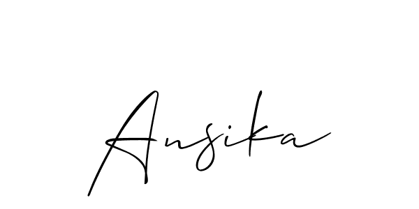 It looks lik you need a new signature style for name Ansika. Design unique handwritten (Allison_Script) signature with our free signature maker in just a few clicks. Ansika signature style 2 images and pictures png