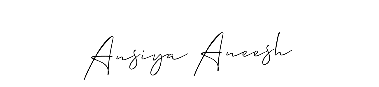 How to make Ansiya Aneesh name signature. Use Allison_Script style for creating short signs online. This is the latest handwritten sign. Ansiya Aneesh signature style 2 images and pictures png