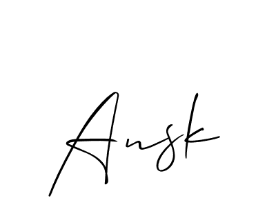 It looks lik you need a new signature style for name Ansk. Design unique handwritten (Allison_Script) signature with our free signature maker in just a few clicks. Ansk signature style 2 images and pictures png