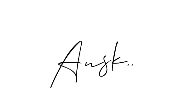 Also You can easily find your signature by using the search form. We will create Ansk.. name handwritten signature images for you free of cost using Allison_Script sign style. Ansk.. signature style 2 images and pictures png