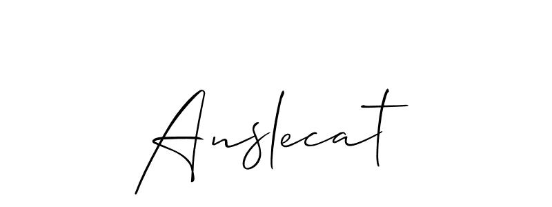 Create a beautiful signature design for name Anslecat. With this signature (Allison_Script) fonts, you can make a handwritten signature for free. Anslecat signature style 2 images and pictures png