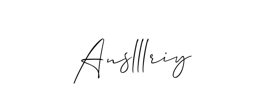 Create a beautiful signature design for name Anslllriy. With this signature (Allison_Script) fonts, you can make a handwritten signature for free. Anslllriy signature style 2 images and pictures png