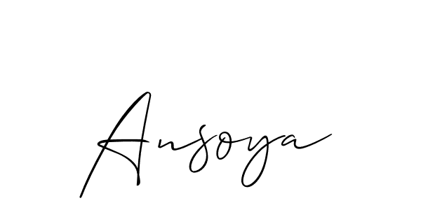 Create a beautiful signature design for name Ansoya. With this signature (Allison_Script) fonts, you can make a handwritten signature for free. Ansoya signature style 2 images and pictures png