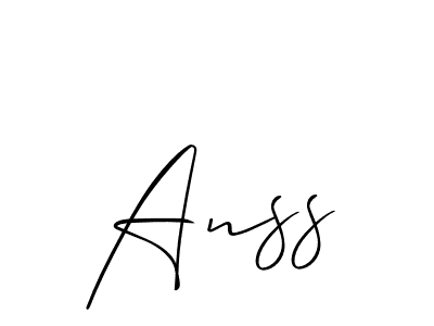 The best way (Allison_Script) to make a short signature is to pick only two or three words in your name. The name Anss include a total of six letters. For converting this name. Anss signature style 2 images and pictures png