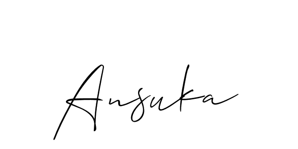 Allison_Script is a professional signature style that is perfect for those who want to add a touch of class to their signature. It is also a great choice for those who want to make their signature more unique. Get Ansuka name to fancy signature for free. Ansuka signature style 2 images and pictures png