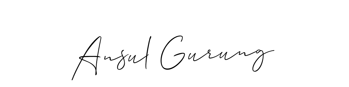 Allison_Script is a professional signature style that is perfect for those who want to add a touch of class to their signature. It is also a great choice for those who want to make their signature more unique. Get Ansul Gurung name to fancy signature for free. Ansul Gurung signature style 2 images and pictures png