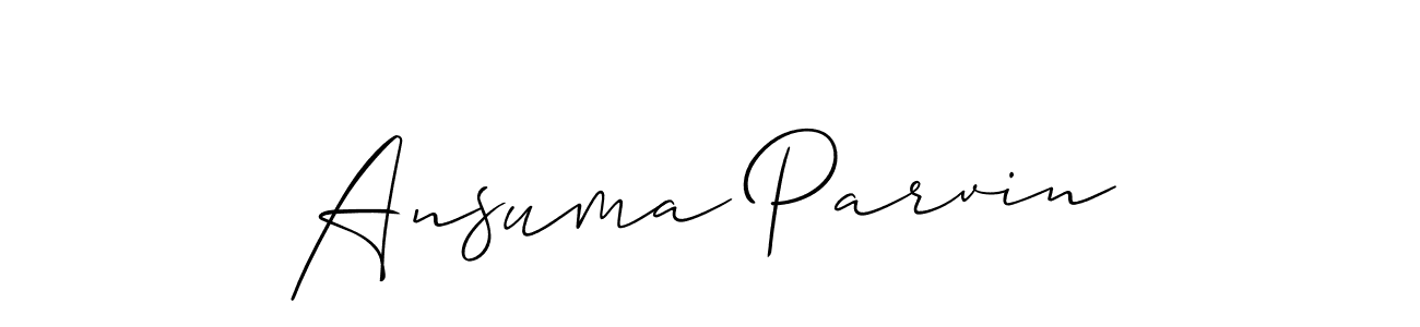 The best way (Allison_Script) to make a short signature is to pick only two or three words in your name. The name Ansuma Parvin include a total of six letters. For converting this name. Ansuma Parvin signature style 2 images and pictures png