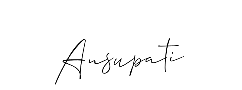 Use a signature maker to create a handwritten signature online. With this signature software, you can design (Allison_Script) your own signature for name Ansupati. Ansupati signature style 2 images and pictures png