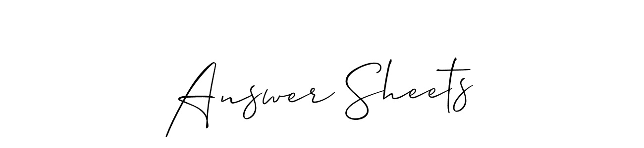 Also we have Answer Sheets name is the best signature style. Create professional handwritten signature collection using Allison_Script autograph style. Answer Sheets signature style 2 images and pictures png