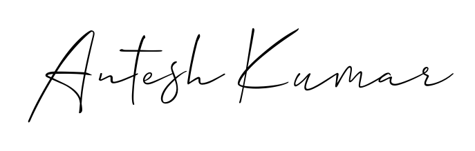 Designed for modern professionals: Antesh Kumar name signature crafted with Allison_Script script. Ready for digital PDF workflows. Antesh Kumar signature style 2 images and pictures png